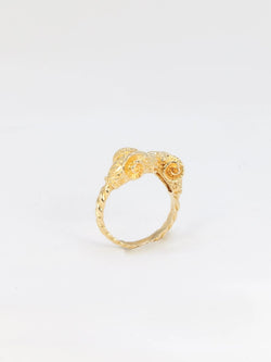 LALAOUNIS Bague tête de bélier en or jaune - Castafiore