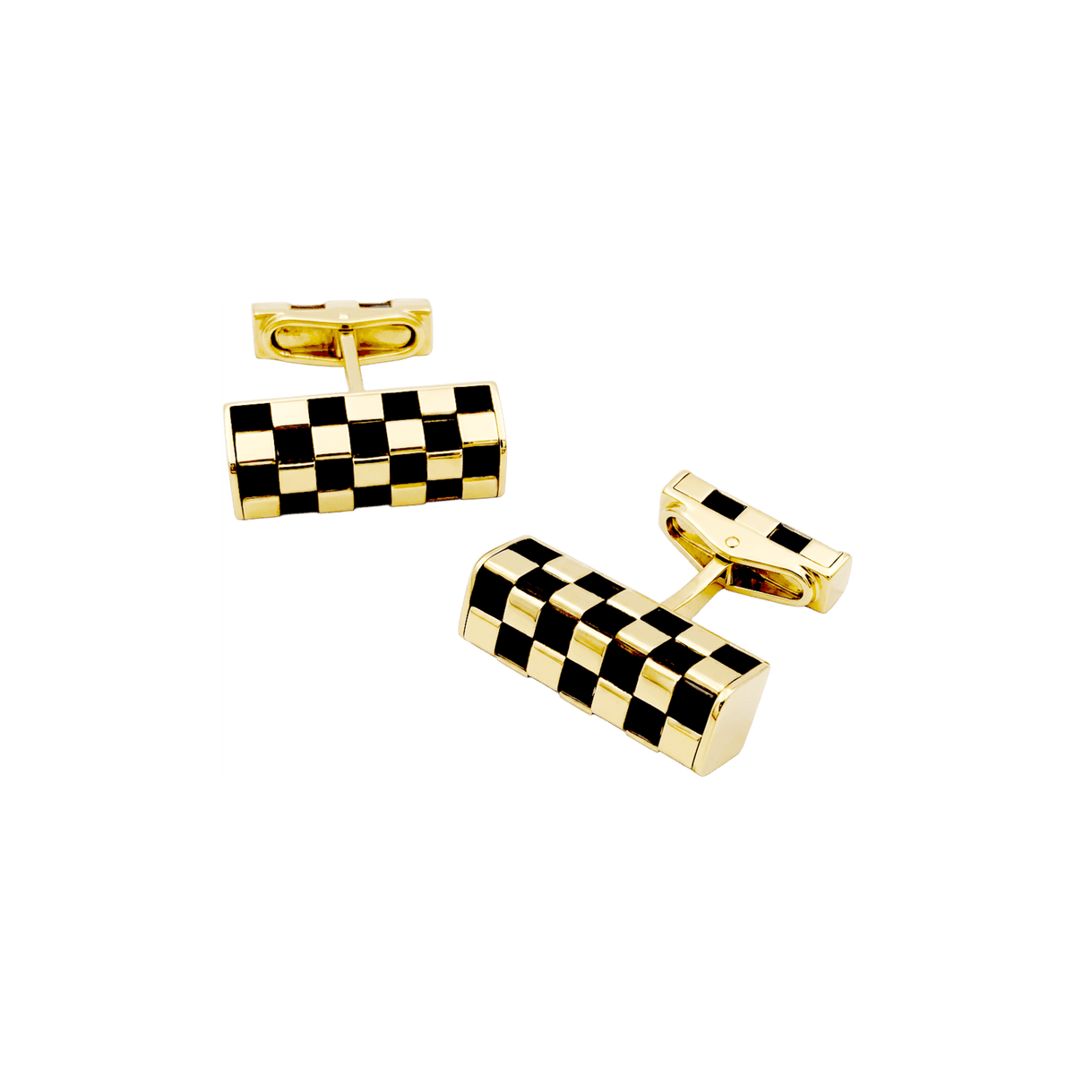 Boutons de manchette Van Cleef & Arpels, « Damier », or jaune et bois.