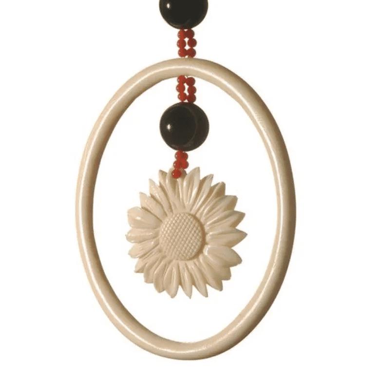 Long Sautoir Ivoire, onyx, Corail ancien - Castafiore