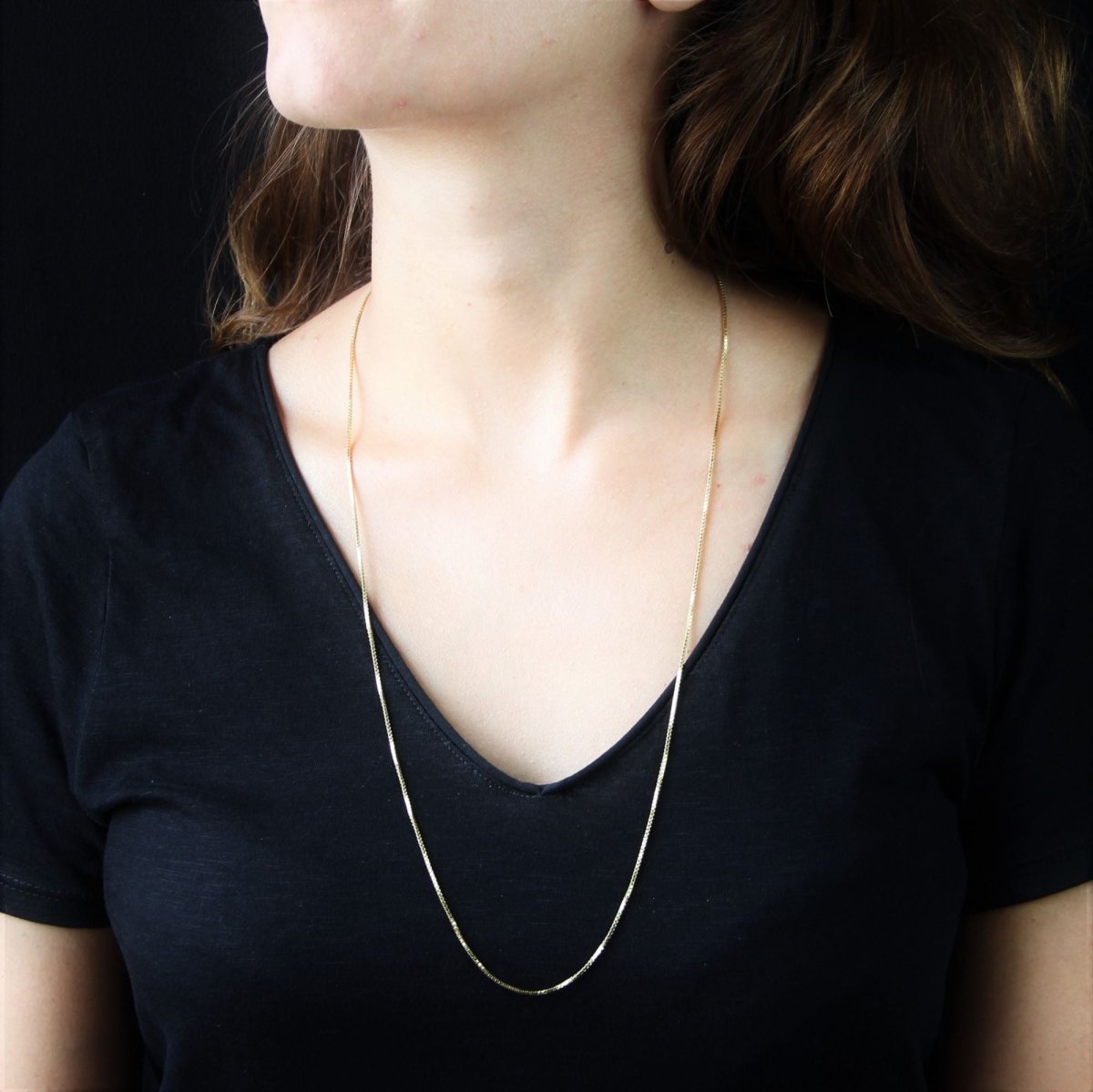 Longue chaîne maille cube or jaune - Castafiore