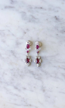 Longues Boucles d'Oreilles Rubis et Diamants - Castafiore