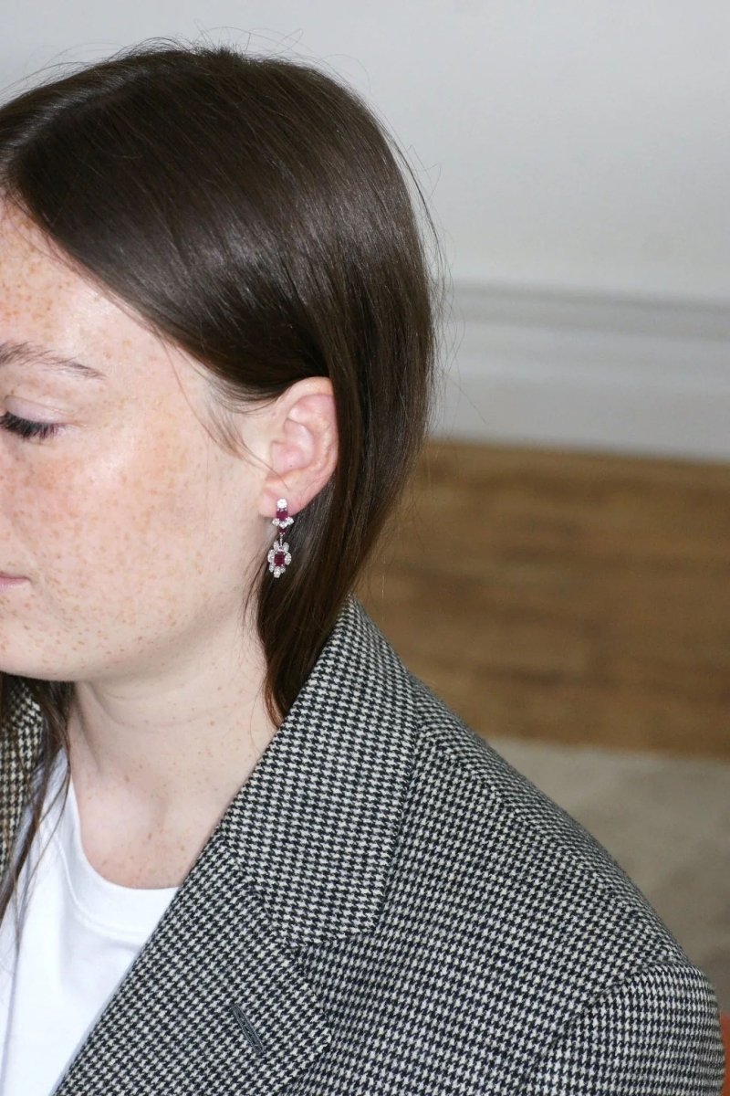 Longues Boucles d'Oreilles Rubis et Diamants - Castafiore