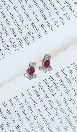 Longues Boucles d'Oreilles Rubis et Diamants - Castafiore