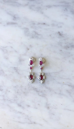Longues Boucles d'Oreilles Rubis et Diamants - Castafiore