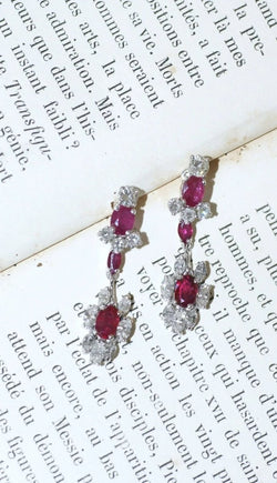 Longues Boucles d'Oreilles Rubis et Diamants - Castafiore