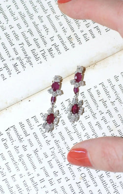 Longues Boucles d'Oreilles Rubis et Diamants - Castafiore