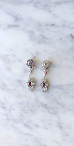 Longues Boucles d'Oreilles Rubis et Diamants - Castafiore