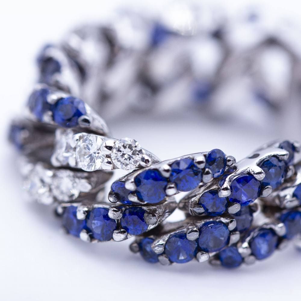 Lunette en or blanc avec diamants et saphirs - Castafiore