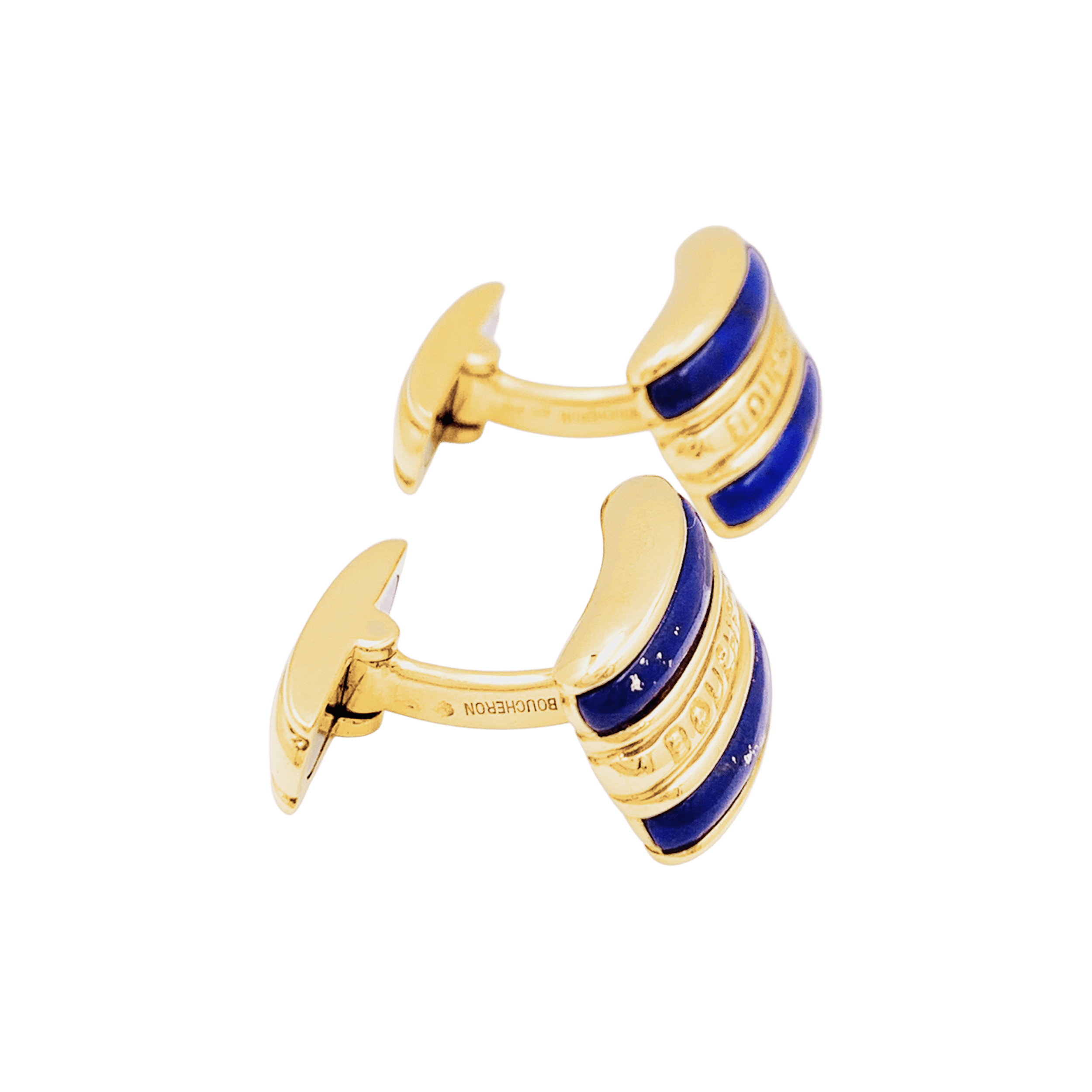 Boutons de manchette Boucheron, or jaune, lapis lazuli.