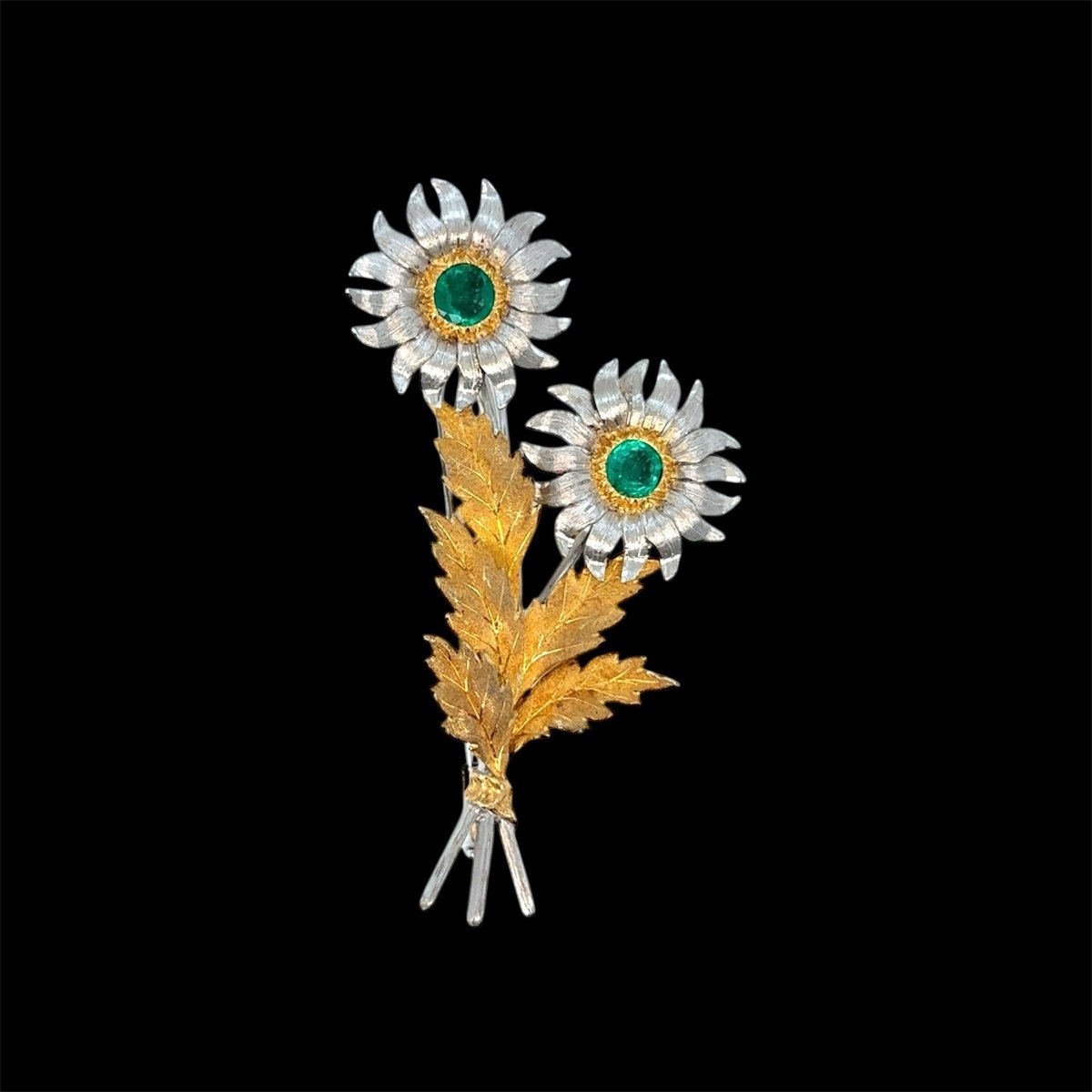 M. Buccellati Sunflowers Emerald Brooch - Castafiore