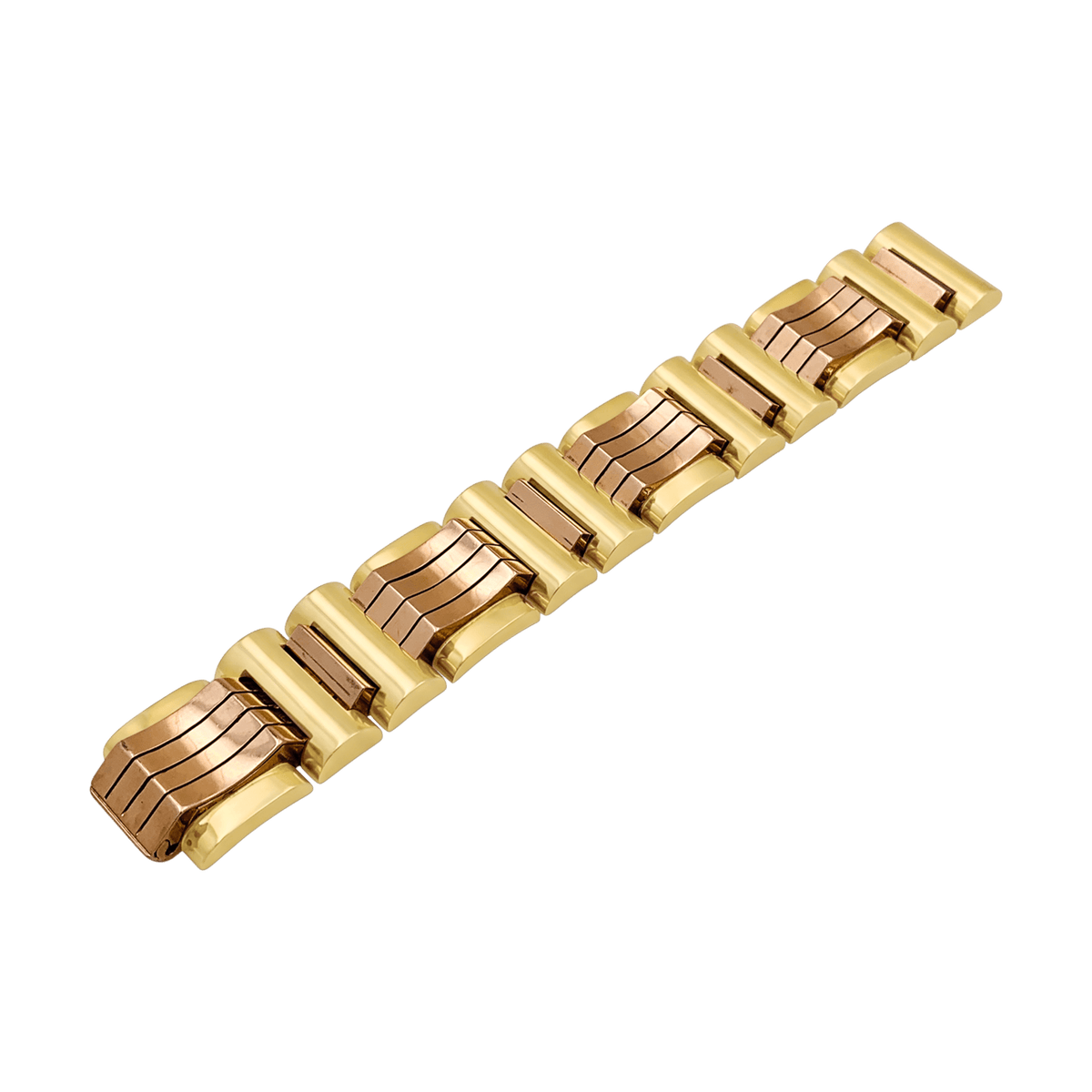 Bracelet "Tank", or jaune et or rose.