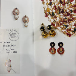 Marina B Cardan Gold Drop Earrings Russian Quartz & Onyx - Castafiore