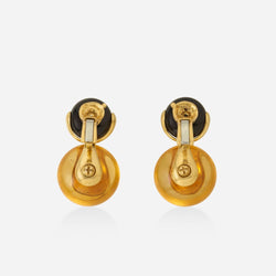 Marina B Cardan Gold Drop Earrings Russian Quartz & Onyx - Castafiore