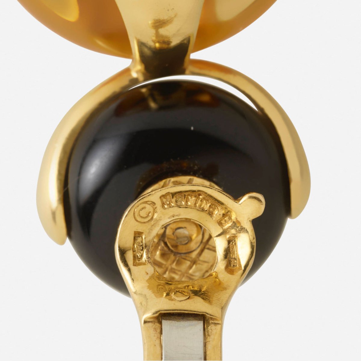 Marina B Cardan Gold Drop Earrings Russian Quartz & Onyx - Castafiore