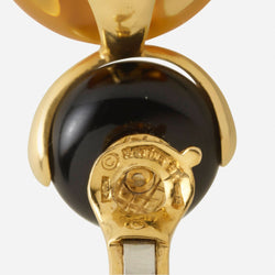 Marina B Cardan Gold Drop Earrings Russian Quartz & Onyx - Castafiore