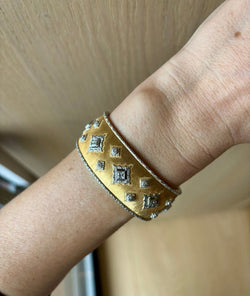 Mario Buccellati Macri Yellow & White Gold Bangle with Diamonds - Castafiore