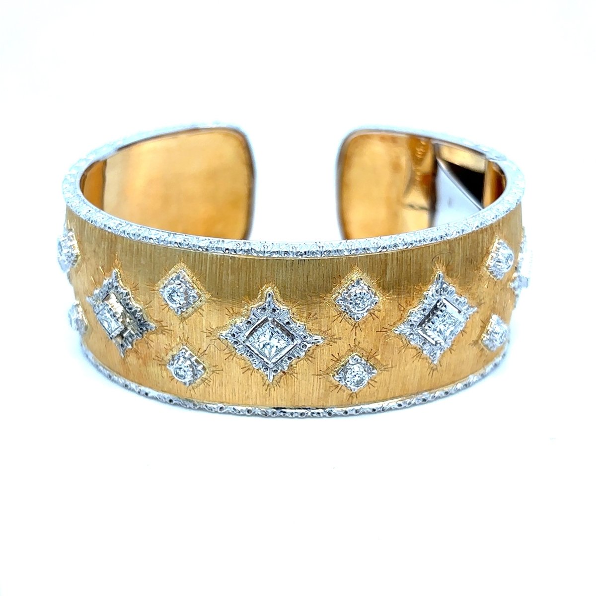 Mario Buccellati Macri Yellow & White Gold Bangle with Diamonds - Castafiore