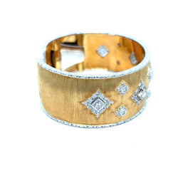 Mario Buccellati Macri Yellow & White Gold Bangle with Diamonds - Castafiore