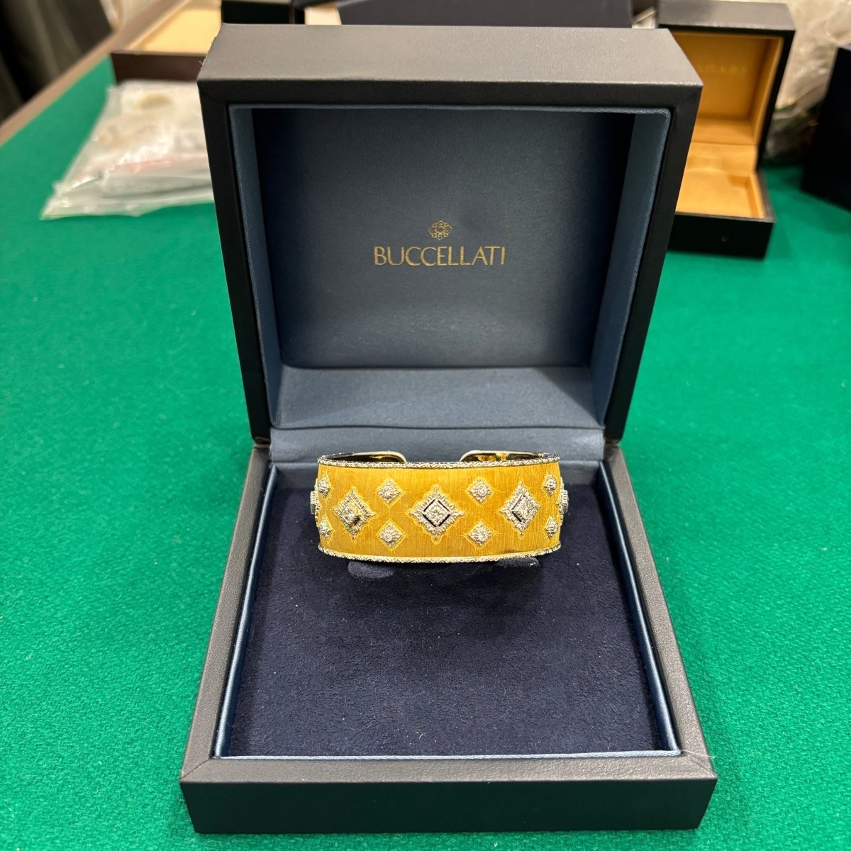 Mario Buccellati Macri Yellow & White Gold Bangle with Diamonds - Castafiore