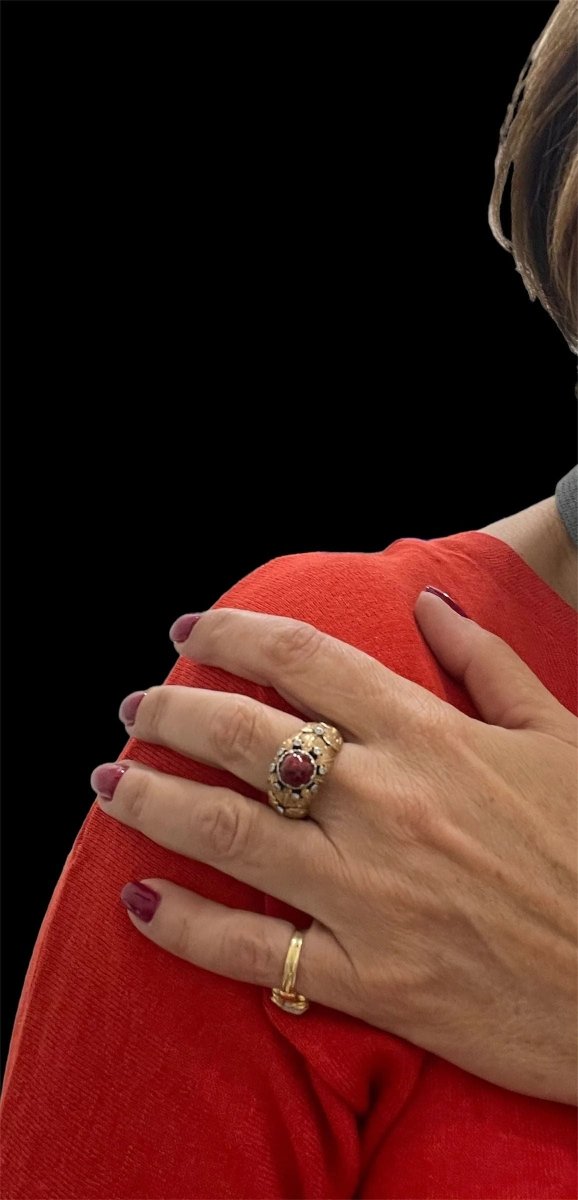 Mario Buccellati Ruby Diamond Gold Ring - Castafiore