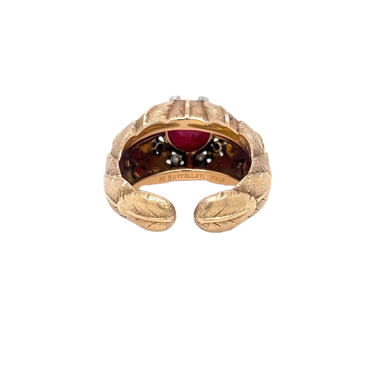 Mario Buccellati Ruby Diamond Gold Ring - Castafiore