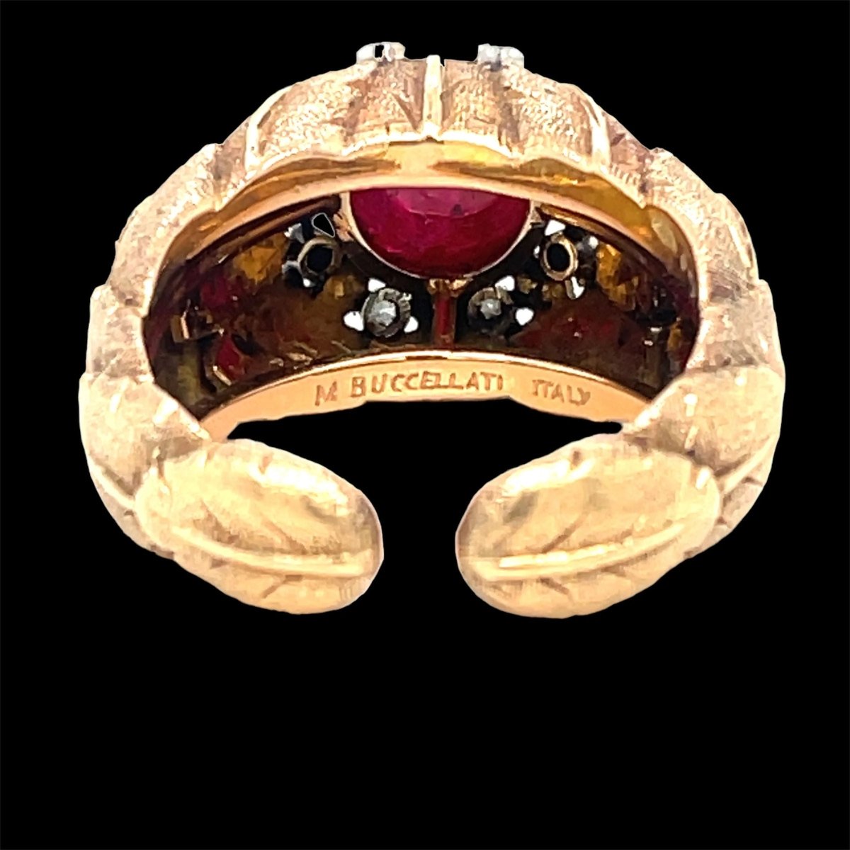 Mario Buccellati Ruby Diamond Gold Ring - Castafiore