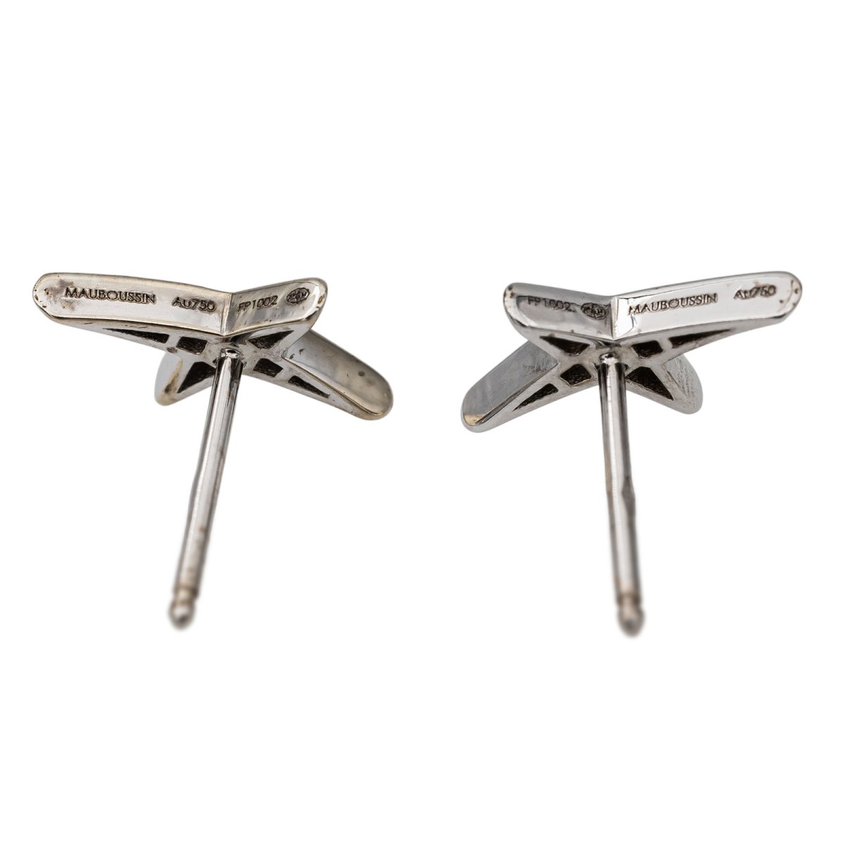 Mauboussin Boucles d'oreilles Puces French Valentine Or blanc Diamant - Castafiore