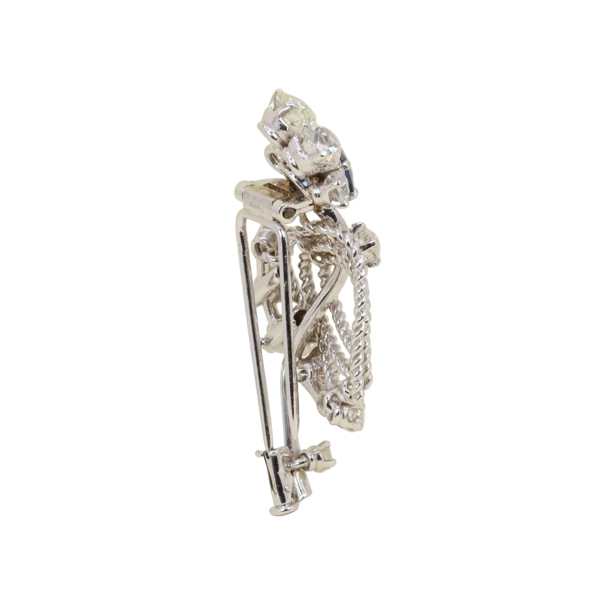MAUBOUSSIN Broche or blanc saphir diamants taille ancienne - Castafiore
