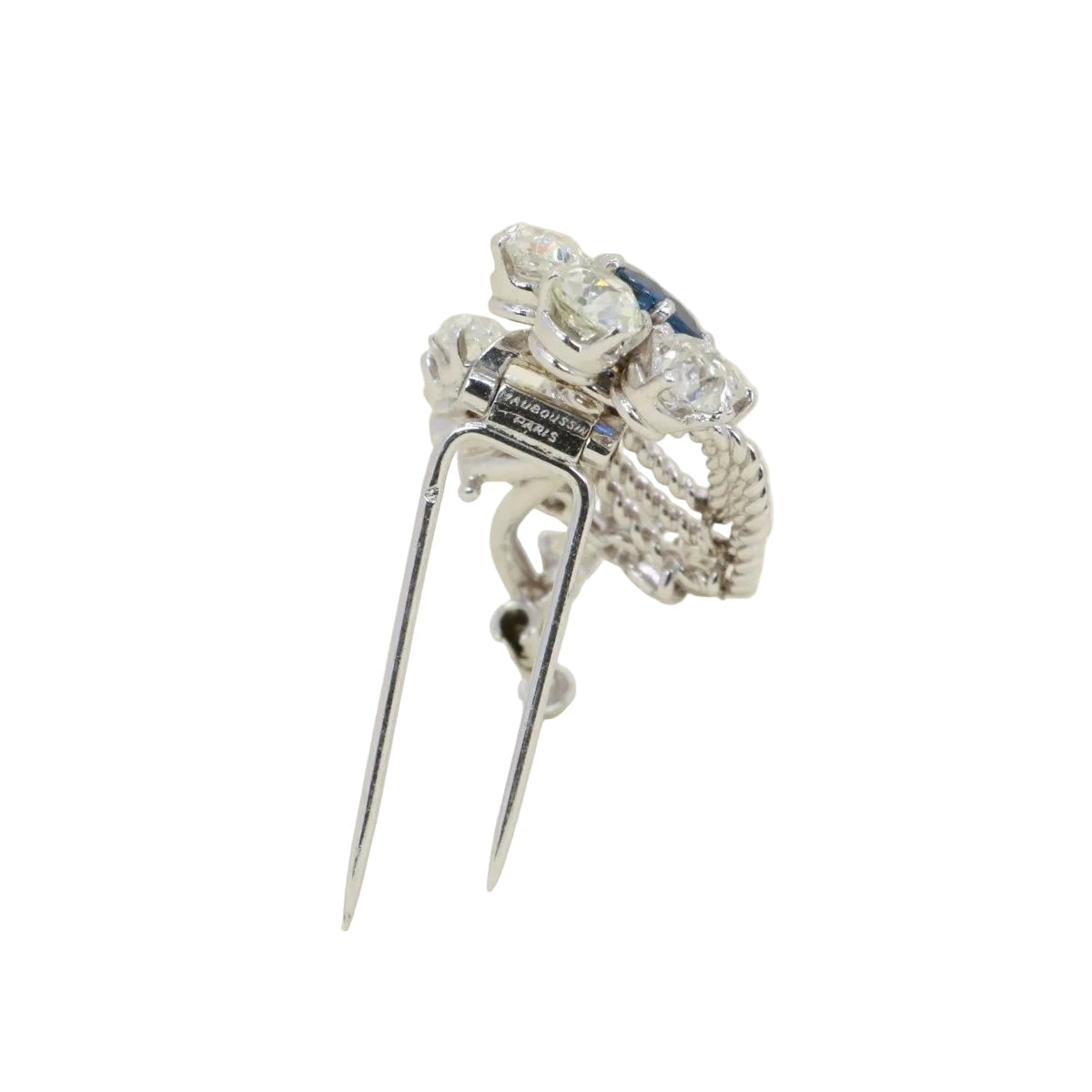 MAUBOUSSIN Broche or blanc saphir diamants taille ancienne - Castafiore