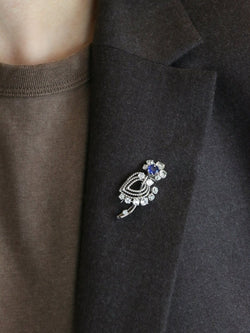 MAUBOUSSIN Broche or blanc saphir diamants taille ancienne - Castafiore