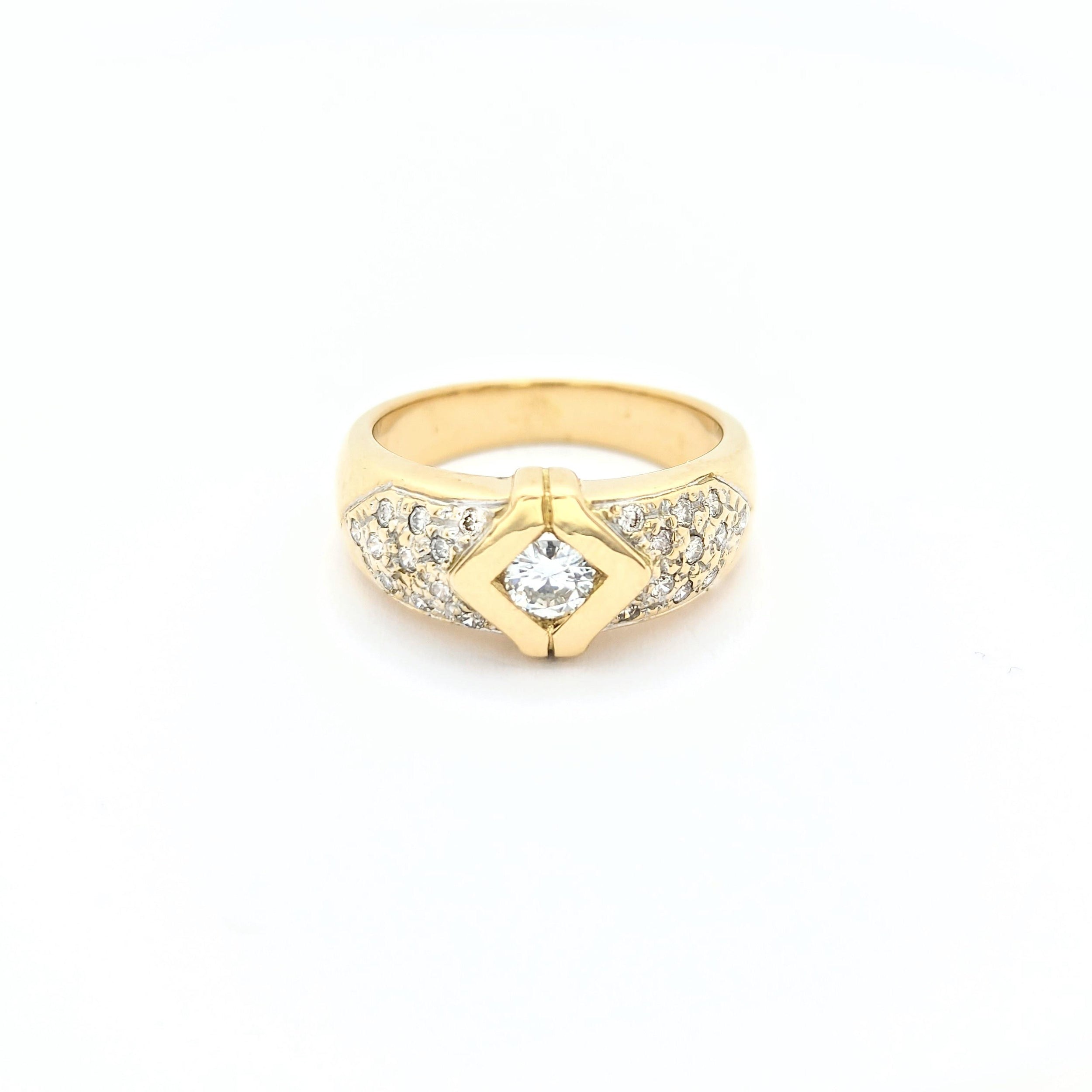 Yellow gold and diamond ring
