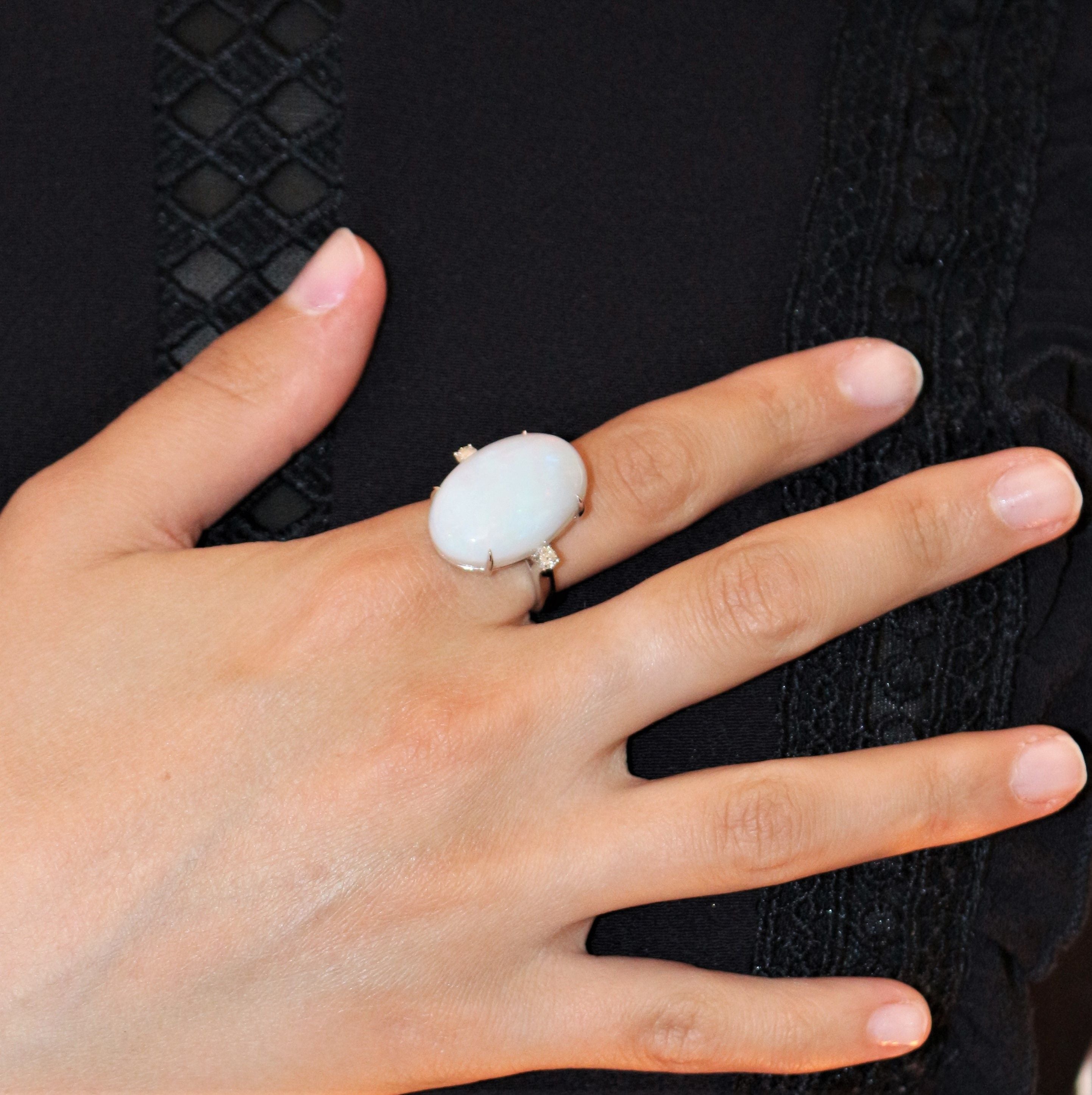 Bague Opale Blanche d’Australie