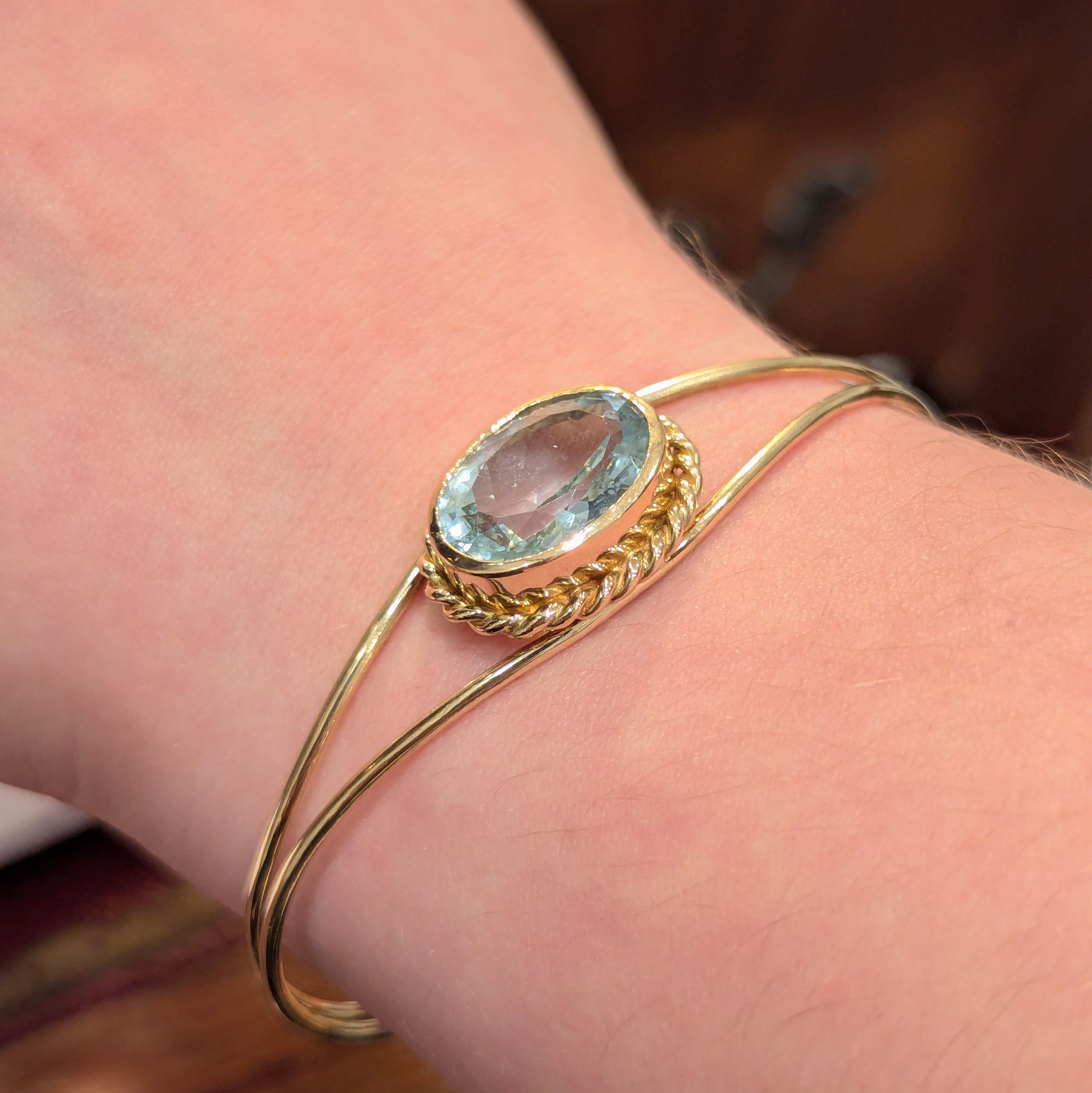 Bracelet Rush in yellow gold and aquamarine
