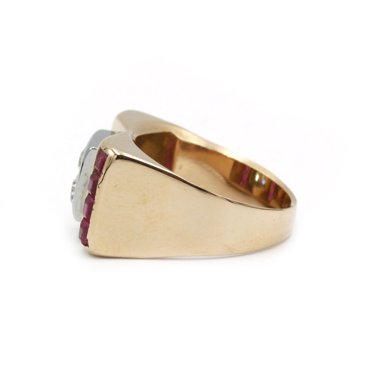 Ring TANK - Gold, diamonds and rubies