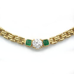 Collier Or, Diamant & Emeraudes - René KREISS