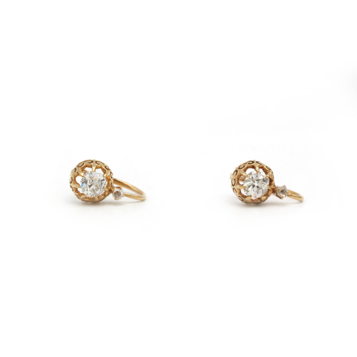 Sleeper Earrings - Rose Gold &amp; Diamonds