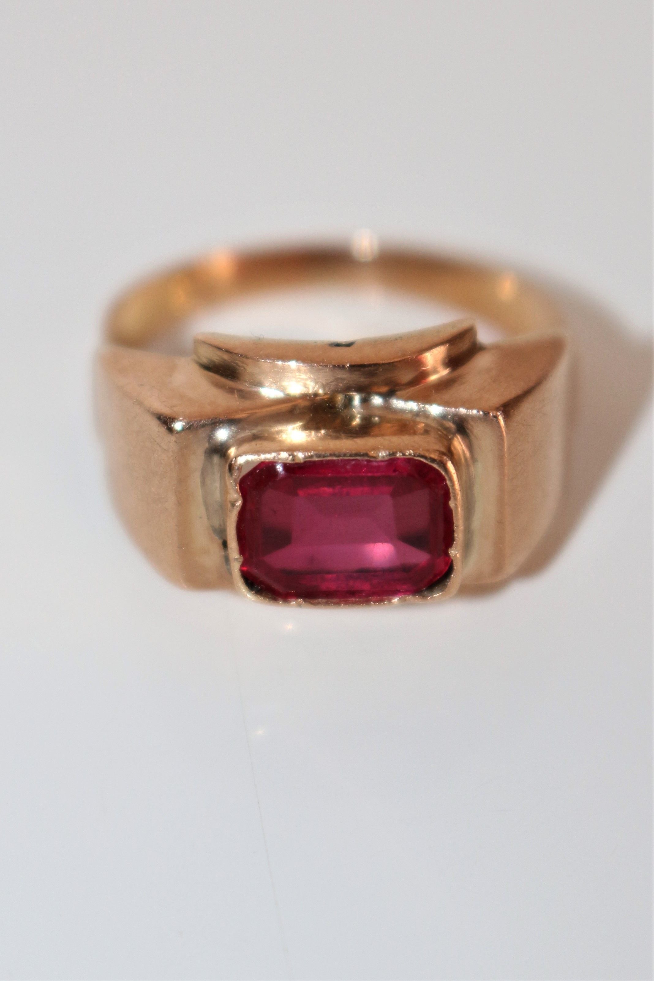 Bague Tank Rubis Verneuil