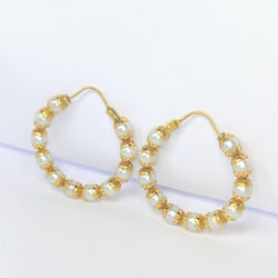 Boucles d'oreilles en or jaune et Perles