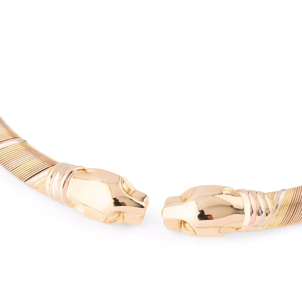 CARTIER Torque necklace “Panther heads” in 3 golds 
