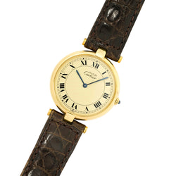 Montre CARTIER Vendôme Must grand modèle en plaqué or et saphir