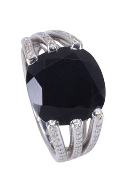 Bague POIRAY FIL onyx et diamants en or blanc