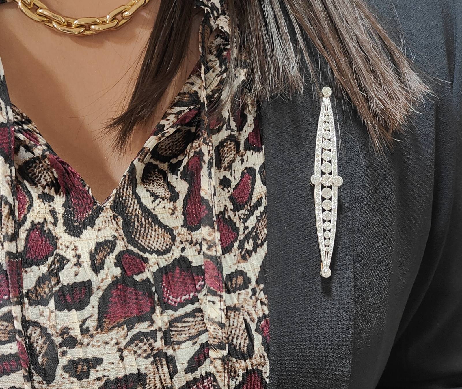 Broche Art Déco en or jaune et platine avec diamants