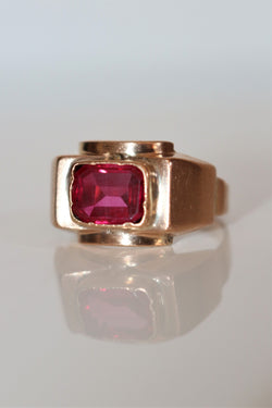 Bague Tank Rubis Verneuil