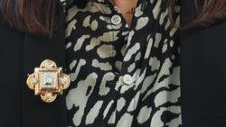 Antique yellow gold and diamond pendant brooch