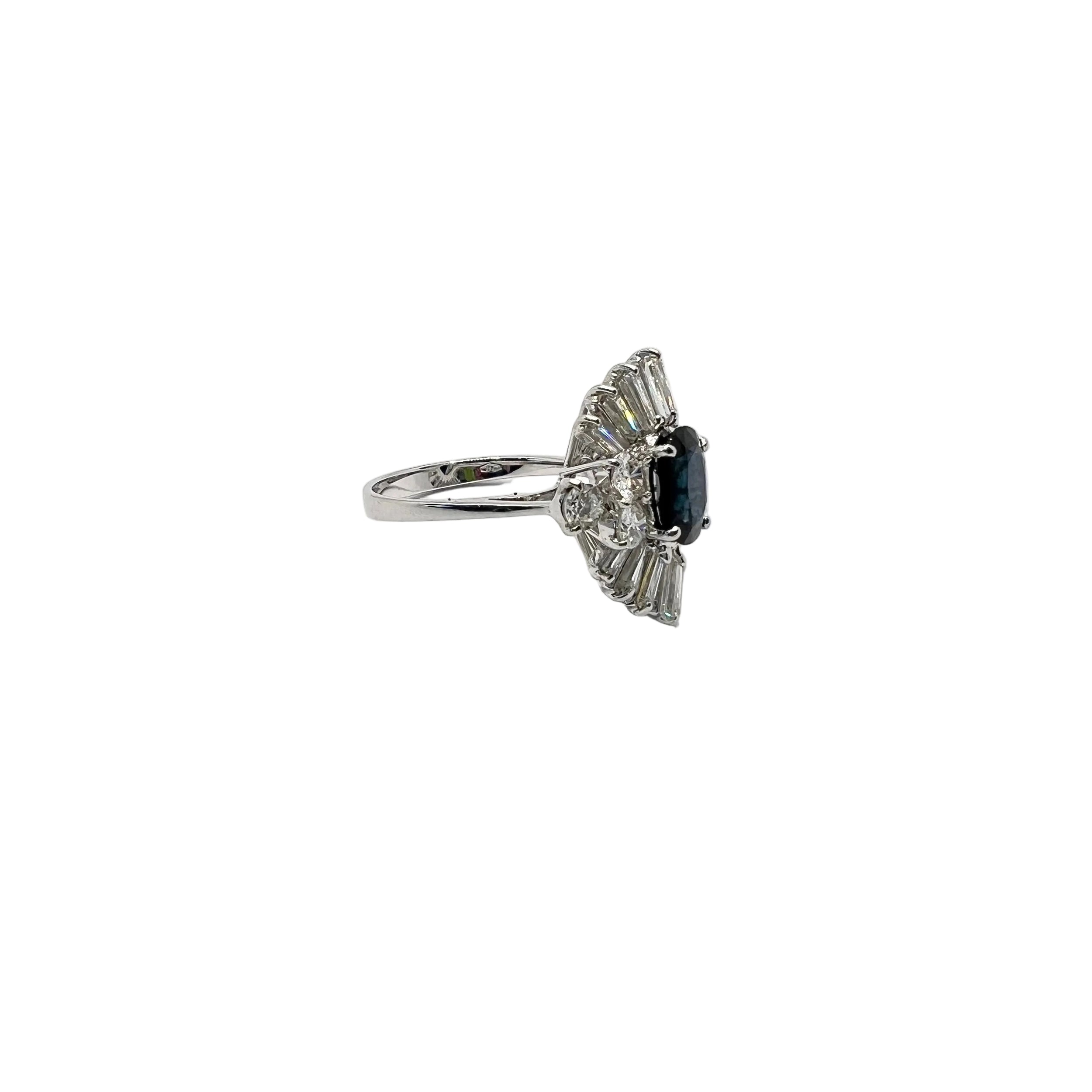 Bague en or 18 carats avec diamants naturels et saphir