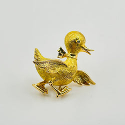 BOUCHERON “Walking Duck” brooch clip in yellow gold and diamond