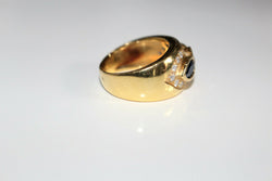 Tricolor Sapphire Diamond Ruby Ring