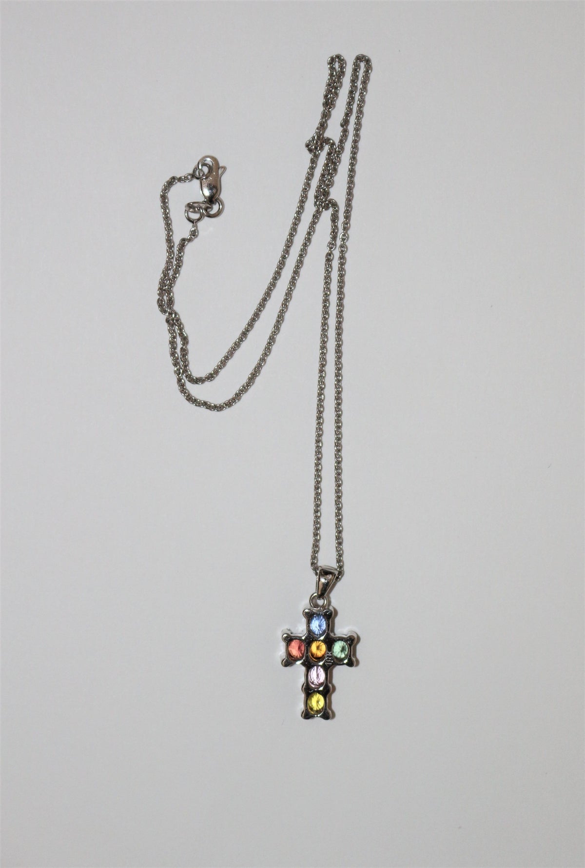 White Gold Sapphire Cross Necklace