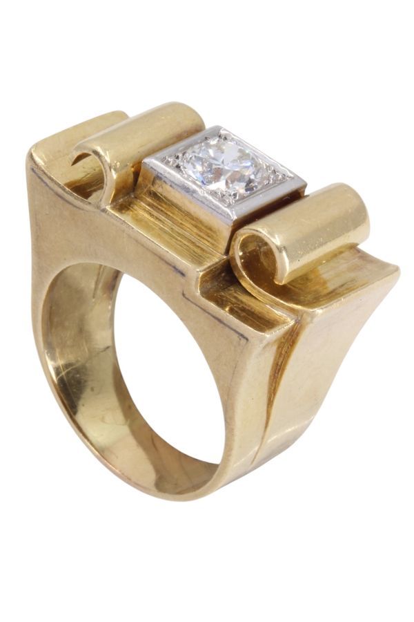 Ring tank in yellow gold, white and diamond