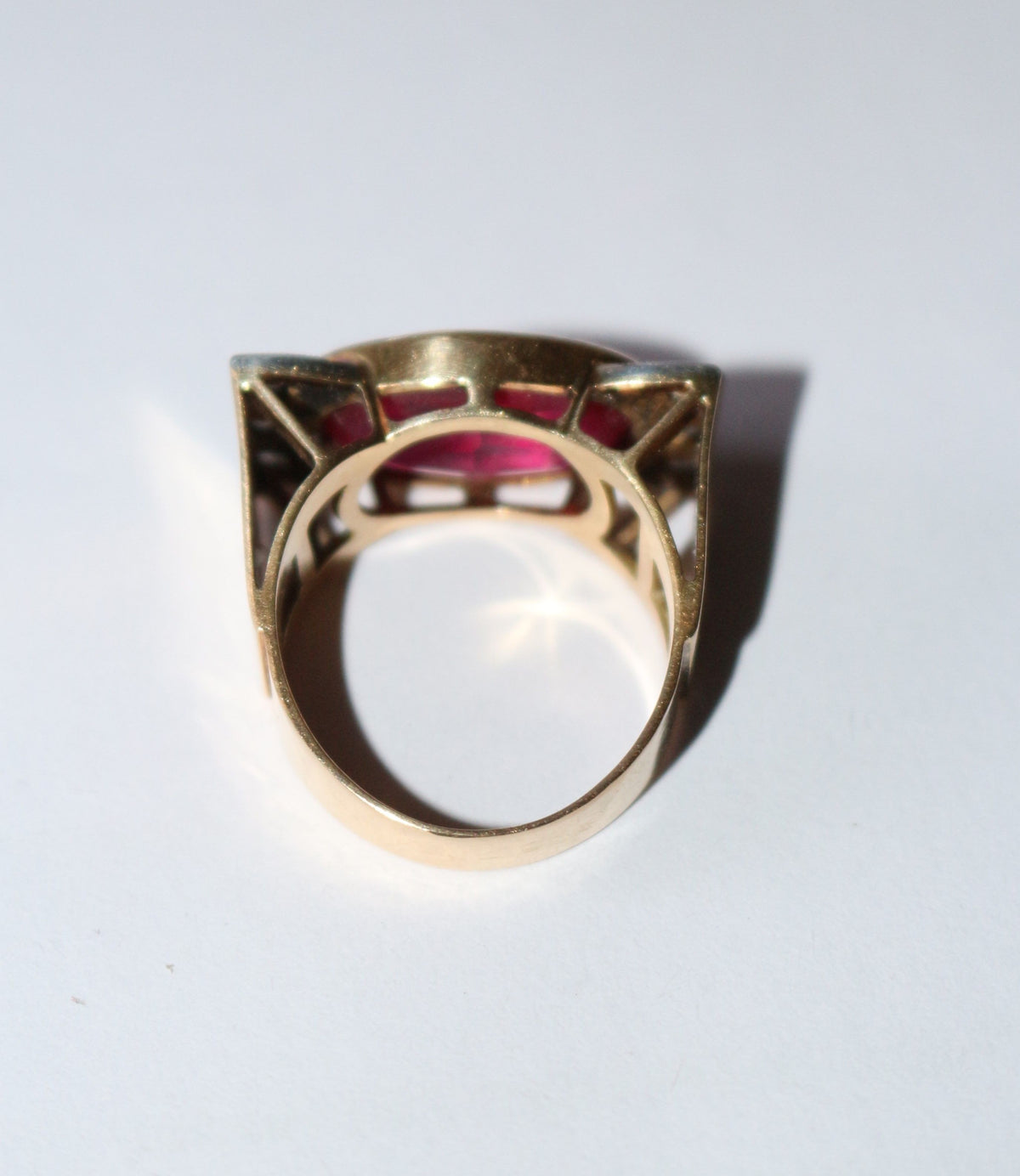 Ring Tank in yellow gold, paltinium, sapphire and diamonds